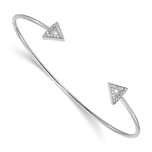 14k White Gold 7 Inch A Diamond Triangle Bangle Bracelet Cuff Expandable Stackable Contemporary Fine Jewelry For Women Gifts For Her 14k White Gold 7 Inch A Diamond Triangle Bangle Bracelet Cuff Expandable Stackable Contemporary Fine Jewelry For Women Gifts For Her - Image 8