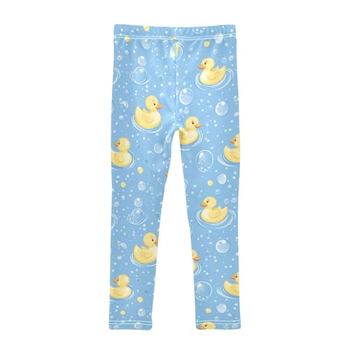 Yellow Ducks Girls' Leggings Toddler Doodles Blue Kids Yoga Pants Dance Active Tights 4T2