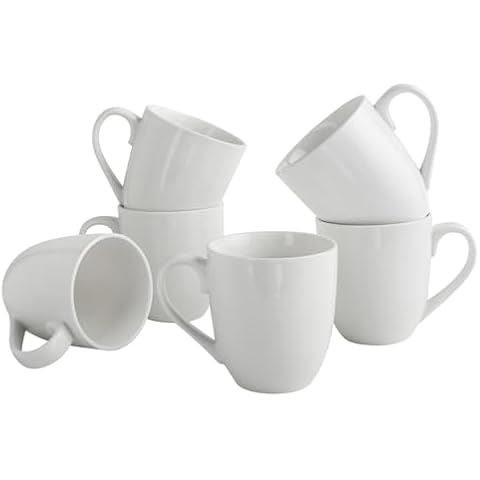 Feenmai Coffee Mugs 16oz White Coffee Mugs Set of 6 Large Milk Mugs Ceramic Drinking Mugs Porcelain Coffee Mugs Cup Set for Hot Tea Hot Cocoa Cappuccino Microwave Dishwasher Safe 5.5 x 4.5 inch Cover