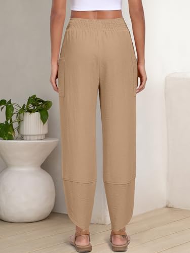 Image of ANRABESS Womens Wide Leg Palazzo Capri Pants 2026 Summer Casual High Waisted Barrel Lounge Flowy Cropped Beach Work Trousers