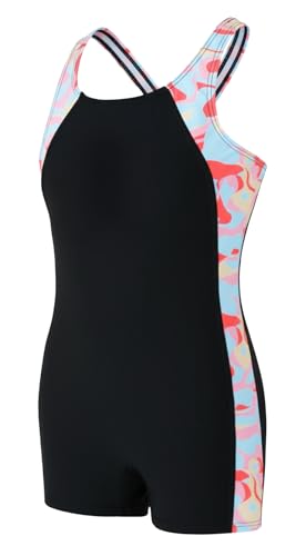 FEOYA Mädchen Schwimmbekleidung Ohne Ärmel Uv-Schutz Kinder Sportbadeanzug Fitness Sport Teenager Badeanzug Kids Wettkampf Mit Shorts Badeanzüge Neoprenanzug Schwimmanzug Schwarz 11 12 Jahre