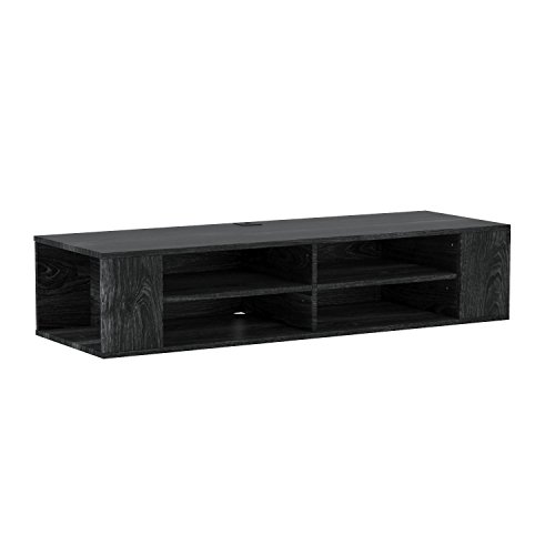 South Shore City Wall Mounted Media Audio/Video Console, Black Oak - Thumbnail 4