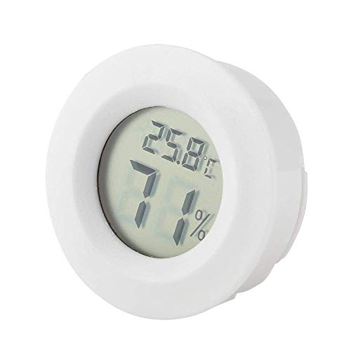 Fasizi Mini-Digital-LCD-Temperatur-/Feuchtigkeitsmessgerät, Thermometer, Hygrometer, rund, Weiß, 2 Stück