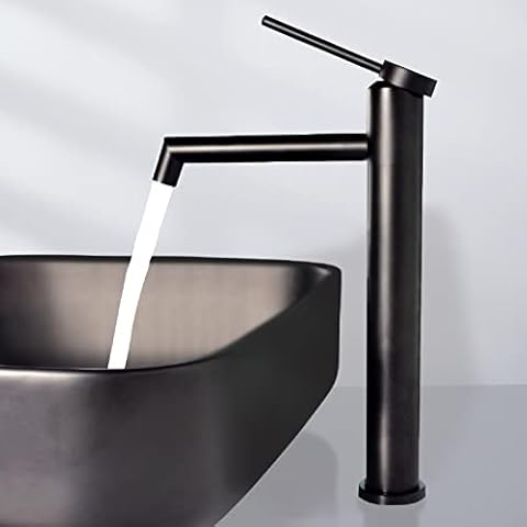 Black Bathroom Taps Countertop Basin Tall Faucet Washroom Sink High Rise Single Lever Mixer tap SHANFO MB01E-T Cover