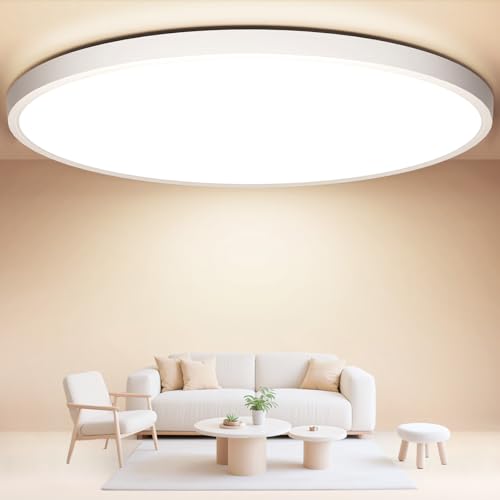 Deckenlampe LED Deckenleuchte Flach Rund, Ø40CM 36W 4000LM Lampe Decke Wohnzimmer Neutralweiß 4000K Ultra Dünn Modern IP44 Badlampe Badezimmerlampe für Schlafzimmer Kinderzimmer Flur Keller Küche Bad