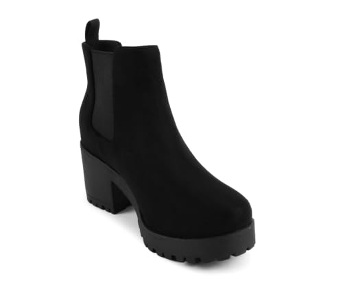 Image of Soda Top Shoes Jaber Ankle Boot W Lug Sole Elastic Gore and Chunky Heel