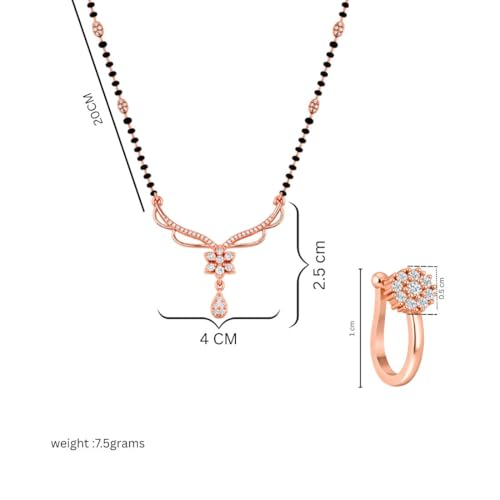 Image of Nilu's Collection Rose Gold Plated Mangalsutra With Black Bead Chain For Women
