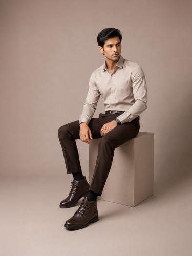 Image of Zoom Shoes A-4691 Men's Genuine Leather High Ankle Boots | Stylish Lace-Up Design | Cushioned Insole for Comfort | Durable & Trendy for Everyday Wear