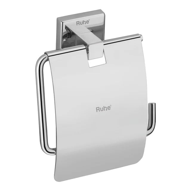 Ruhe® Square Stainless Steel Toilet Paper Holder for Bathroom | Tissue Roll Stand with Flap | Bathroom Accessories, Glossy Finish (B0D83TYGKY) Amazon Price History, Amazon Price Tracker