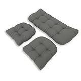 Wasserdichte Outdoor-Terrasse geflochtene Sitzkissen mit Krawatten Gartenbankpolster für Flechtwerk Liebe Sofa Bank enthält 1 Zweisitzer Sofa und 2 U-förmige Kissen schwarze Farbe