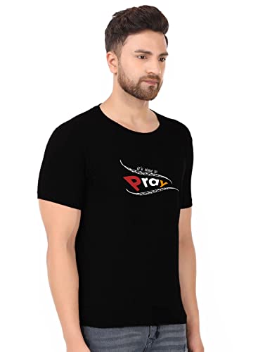 Image of God Faith and Pray Printed Premium Trending Tshirts | Round Neck Half Sleeve Regular Fit Black Tshirt for Men | Cotton Summer Wear Stylish Unisex Tshirt | Best Gifts Tees