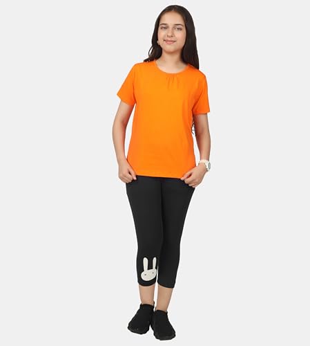 Image of KYDA KIDS Girls Cotton Printed Stretchable Capri Leggings (3 /4 th Pant) for Dance, Yoga, Running, Exercise, Pack of 2