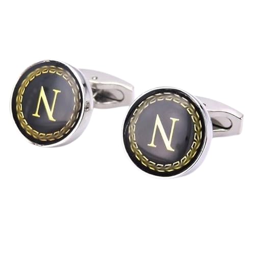 Cufflinks for Men Boys Cuff links Formal Stainless Steel Cufflink For Men Alphabet Letters N Birthday Gift Anniversary Husband Cuff Links Cufflinks Set Mens Boys Man Boy Valentine Gifts -M15-image-43