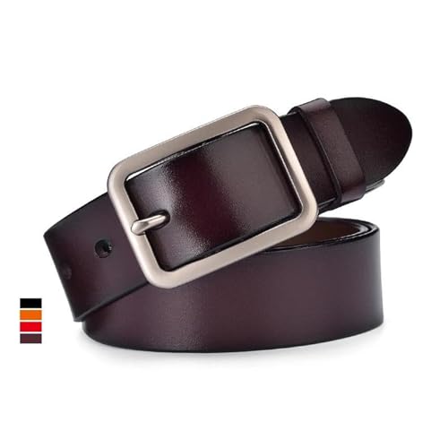 95Cm-115Cm Women's Leather Belt 33Mm Cowhide Alloy Buckle Unisex Brown Belt Fashion Trousers Girdle2