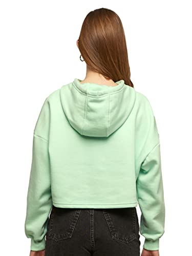 Image of The Souled Store| TSS Originals: Mint Green Womens and Girls Cropped Oversized Hoodies|Full Sleeve|Loose fit Solid|100% Cotton Mint Green Color Women Cropped Oversized Hoodies