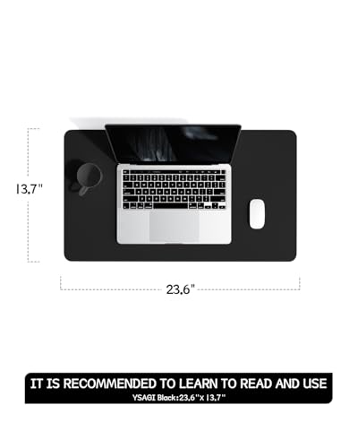 Image of Writing Desk Pad for Table, YSAGi Anti-Slip Thin Mousepad for Computers,Office Desk Accessories Laptop Waterproof Dual-Sided Desk Protect for Office Decor and Home (Black, 23.6 inch x 13.7 inch)