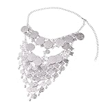 KOMBIUDA Bauchtanz Metall Halbgesichtsmaske Silber mit Glitzer und Glocken Dekorative Masquerade Kostüm Veil Mask für Party und Tanzperformance