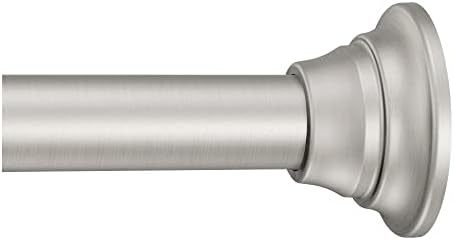 Moen Brushed Nickel Adjustable 44-72-Inch Tension Mounted Straight Shower Curtain Rod for Bathroom, TR1000BN