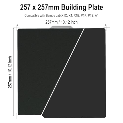 Image of 257x257mm Build Plate for Bambu Lab X2D X1C X1 X1E P1P P1S P2S A1 3D Printer, Smooth Black PEI+Textured Black PEI Good Adhesion Spring Steel Plate for Bambulab 3D Printer