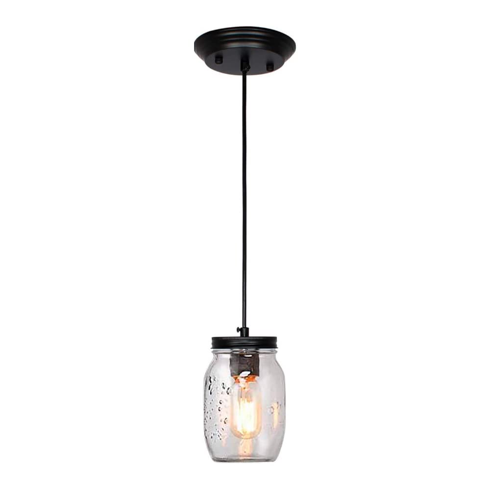 Lámpara colgante de vidrio transparente industrial iluminación rústica hogar