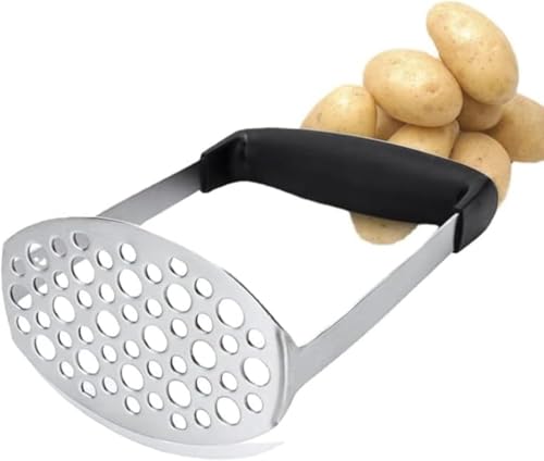 ステンレス 絞り器 フルーツ 野菜 たまご 果物 手動ジューサー ハンドジューサー ストレーナー 多機能 台所用品 (TPRプラスチックハンドルポテトマッシャー)