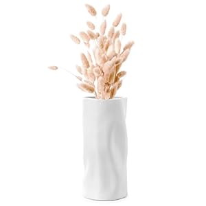Navaris Deko Vase modern weiß – Wohnzimmer Blumenvase – Blumen Vase – asymmetrische Vase für Fensterbank Sideboard Kommode – Trockenblumen Pampasgras Home Decor