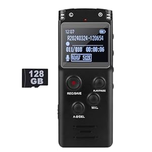128GB Ultra-Large Screen Digital Voice Recorder Voice Activated Recorder for Lectures Meetings Classes, Audio Recorder with Playback, Password, Variable Speed, Tape Recorder USB Charge, MP3