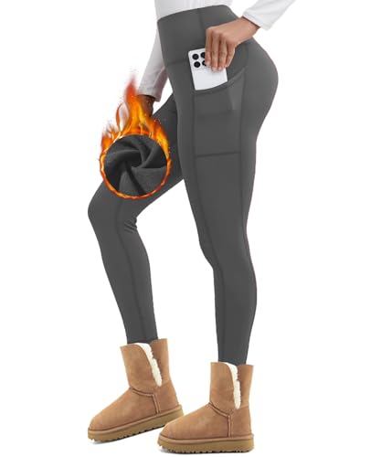 Photo de Merlvida Legging Polaire Femme Hiver Pantalon Chaud et Doux Collant Thermique Taille Haute Leggings Sport Térmicos Con Bolsillos Para Correr Yoga Fitness