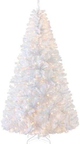 Best Choice Products White Christmas Tree 6ft Pre-Lit Artificial ...