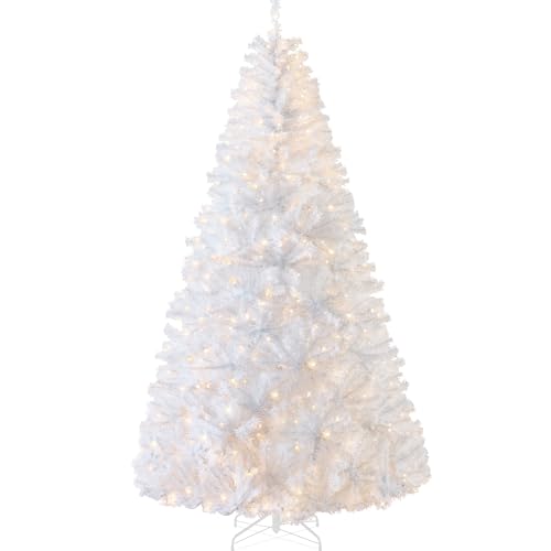 Best Choice Products White Christmas Tree 6ft Pre-Lit Artificial Pine Tree Premium Holiday Decoration w/Warm White Lights