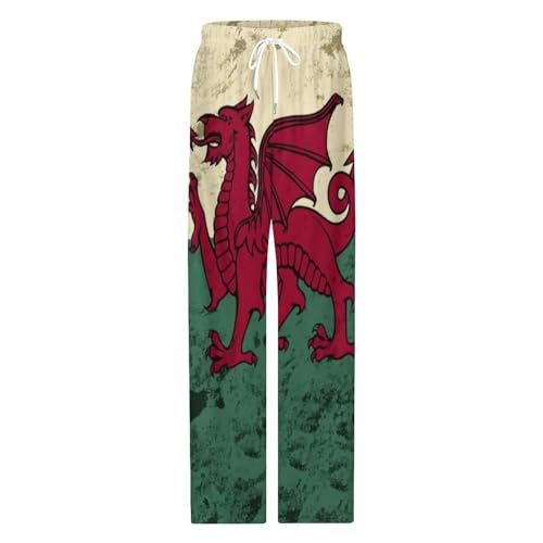 Vintage Welsh Flag Mens Pajama Pants Soft Lounge Pj Bottoms Lightweight Sleepwear Pants with Drawstring4