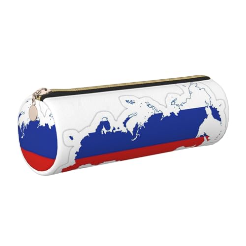 Estuche de piel con diseño de mapa de la bandera rusa, respetuoso con el medio ambiente, cierre suave, soporte cilíndrico de gran capacidad, Gold, Talla única, Tarjetero