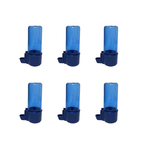 ANIMALPLAST 6 Stück 100 ml Vogelwasserspender, Vogelfutterspender, Vogelkäfig, hängender automatischer Wassersamenspender, geeignet für kleine bis mittelgroße Vögel (Blau-Blau, dünnes Netz)