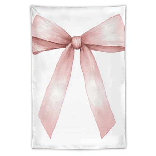 Tapisserie de jardin en polyester grand format tissu mural anti-plis noeud ruban rose