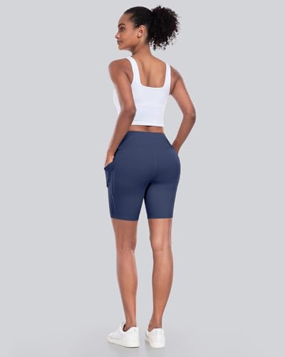 CHRLEISURE Womens Biker Yoga Shorts with Pockets: High Waisted Tummy Control Spandex Workout Athletic Gym Shorts 4 Packs - Image 6
