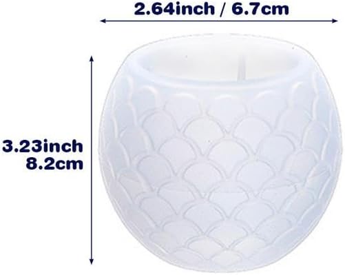 Miniatura 5 de Moldes de resina para macetas de silicona, diseño redondo de escuadra de pescado para resina epoxi, hormigón, maceta, florero, tazón, vela, tarro de