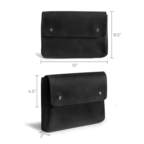 Image of Hide & Drink, Vintage Folder Document Holder, File Case, A5 Binder, Envelope Portfolio, Full Grain Leather, Handmade, Charcoal Black