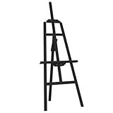 vidaXL Staffelei, Tischstaffelei Höhenverstellbar, Leinwand Ständer Holzstaffelei Dreieckige Struktur, Standstaffelei Feldstaffelei, Schwarz Massivholz Kiefer