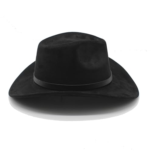 Image of LIDHAY Cowboy Hat for Women Men Felt Wide Brim Cowgirl Hat Western Suede Hats for Cowboys and Cowgirls with Belt Buckle