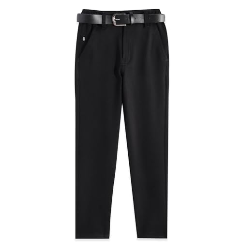 Image of CAVIO Boys Stretchable Solid Regular Fit Trousers with Belt