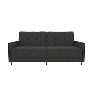 DHP Andora 76 Inch Futon Sofa Bed, Modern Upholstered Couch Sleeper with Button Tufted Back and Seat, Grey