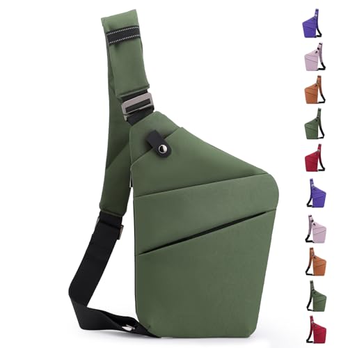 Image of Anti Theft Crossbody Bag,Sling Bag for Women Men,Multi-pocket Chest Shoulder Bag for Travel, Sport, Work
