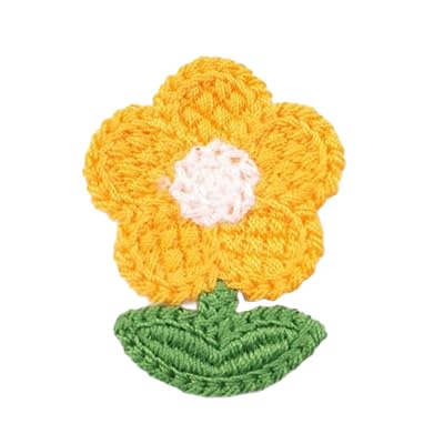Toppa Ricamata 5 * 3,8 cm 30 Pezzi Piccole Toppe all'Uncinetto con Fiori Ricamati termoadesive Cinesi for Abbigliamento da Cucire for Jeans e Giacche(Yellow)