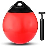 Kamehame Boat Mooring Buoys, 10” Inflatable Vinyl Anchor Buoy Round Boat Fenders Ball Dock Bumper Ball for Small Boat, Yacht, Small Sailboat, Ski Boat, Red