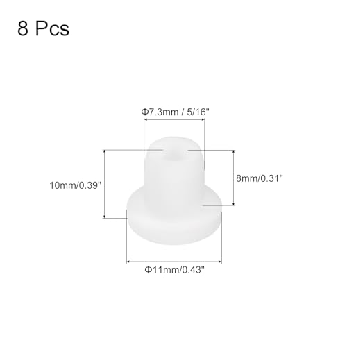 Image of MECCANIXITY 8pcs T-Shaped Silicone Plugs 7.3mm 5 /16 Inch Dia Snap in Plug Hole Seal Cover Round Rubber Stopper for Kitchen Rubber Bulkheads Waterproof Sealing Plugs White
