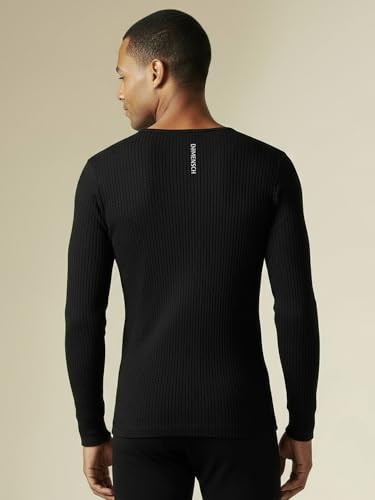 Image of DAMENSCH HeatCode Warmer for Men; Cotton Blend Winter Inner; Fleece Lined Ribbed Thermal Wear for Men Top; Super Soft Body Warmer Full Sleeves Topwear