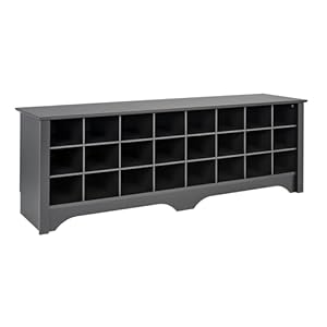 Prepac Cabinet Shoe Cubby Bench, 15.5"D x 60"W x 20.25"H, Black Prepac Cabinet Shoe Cubby Bench 155D x 60W x 2025H Black