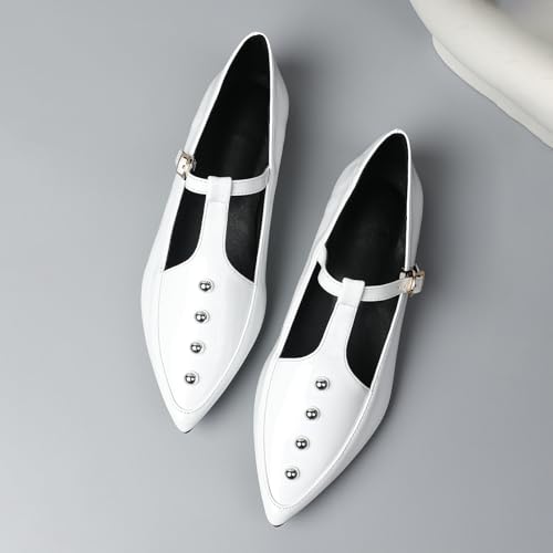 Women's T-Strap Pointed Toe Flats with Studded Decor Comfortable Adjustable Buckle Slip-On Flat Dress Mary Jane Shoes for Commuting Party Business Daily4