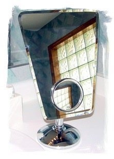 Rucci Model M835 Regular Trapezoid Rimless Vanity Mirror With 10x Fixed 3.5 Diameter Insert Mirror by Rucci