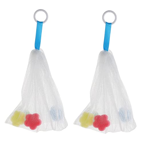 Beatifufu 2pcs Foaming Net Cleaning Soap Loofah Bag Soap Mesh Pouch Foam Soap Face Portable Soap Pouches Cleansing Foaming Soap Bags Dedicated Pe Mesh Bag White